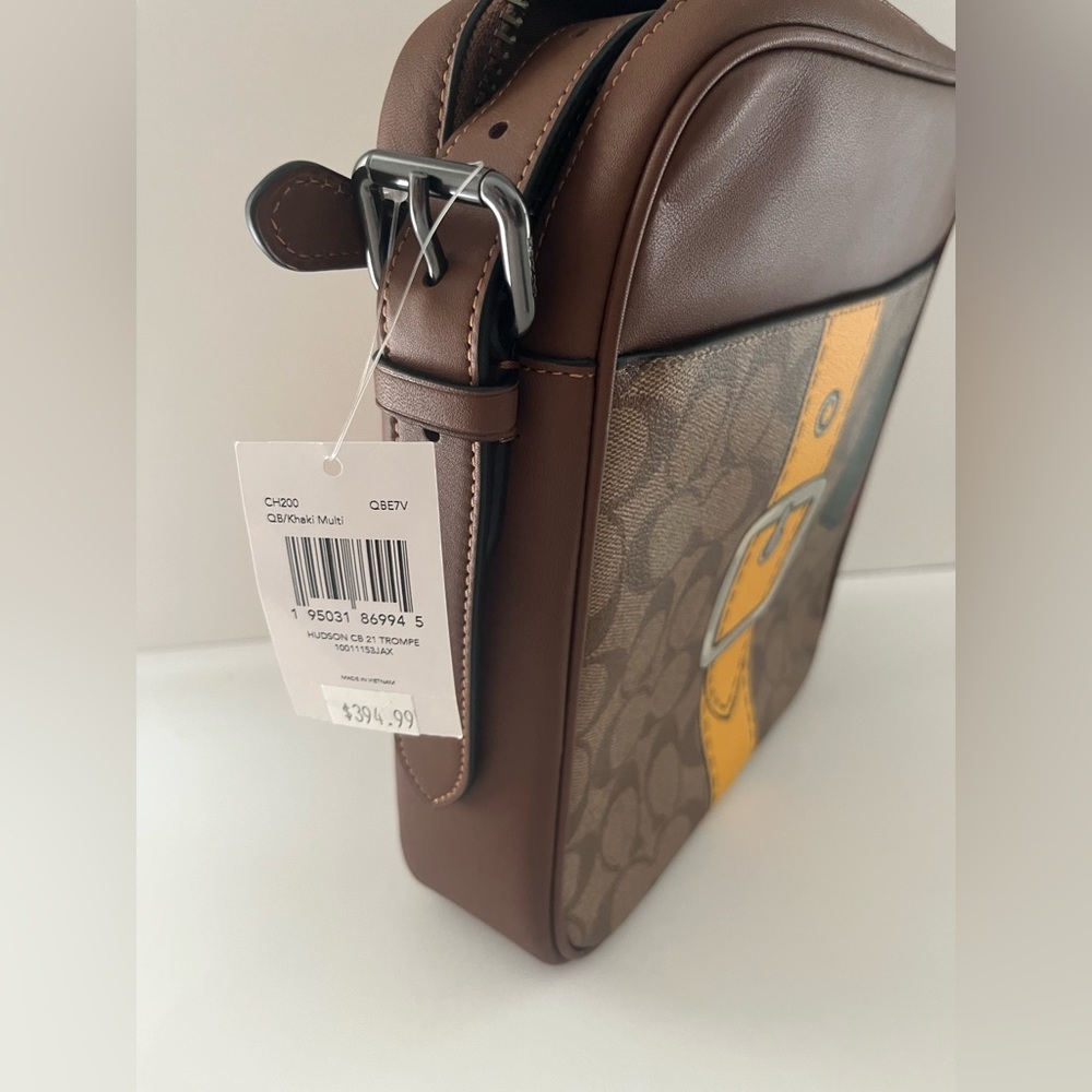 NWT Coach CH200 Hudson Crossbody 21 Signature Canvas&Leather Trompe L'oeil Print - Picture 5 of 7
